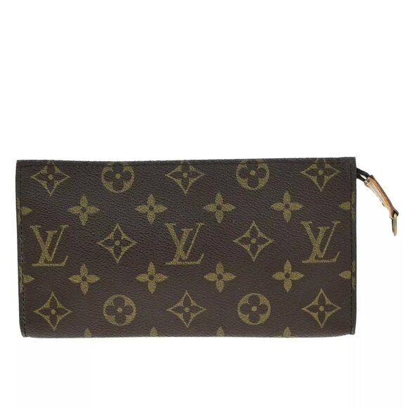 LOUIS VUITTON Logo BUCKET GM Pouch Bag Monogram Leather Brown France 60EE076 - Picture 1 of 12